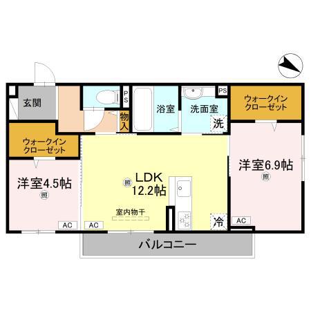 LUCE(2LDK/2階)の間取り写真