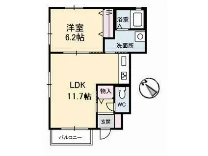 ヴィラージュ C(1LDK/1階)の間取り写真