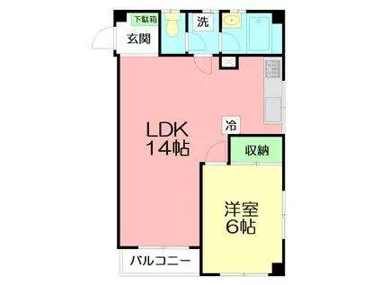 ベルハイツ平塚(1LDK/3階)の間取り写真