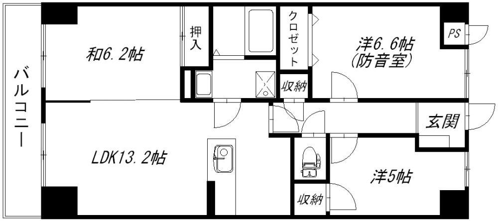 コスモス(3LDK/6階)の間取り写真