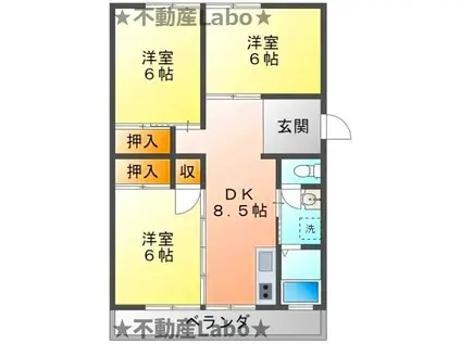 名田橋ハイツ(3DK/1階)の間取り写真