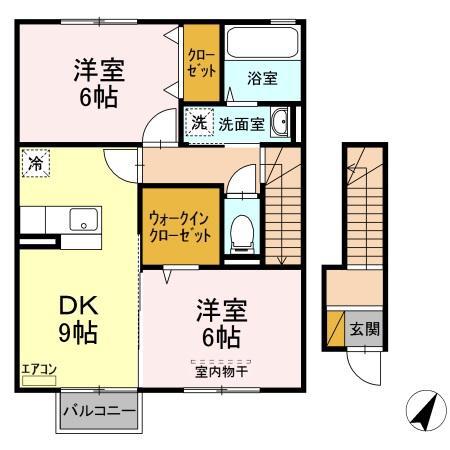 サンモール(2DK/2階)の間取り写真