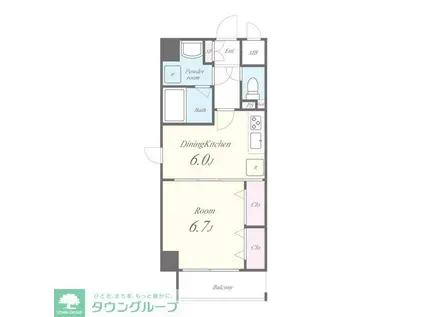 グリーンコート亀島(1DK/3階)の間取り写真