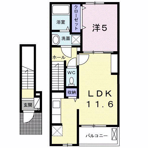 グランドペアレンツ浅井II A(1LDK/2階)の間取り写真