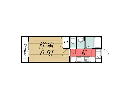 コンフォートII(1K/1階)の間取り写真