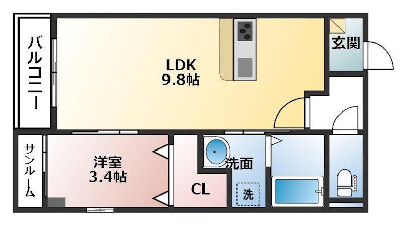 I-VITA SHIMOAKAE SUD(1LDK/1階)の間取り写真