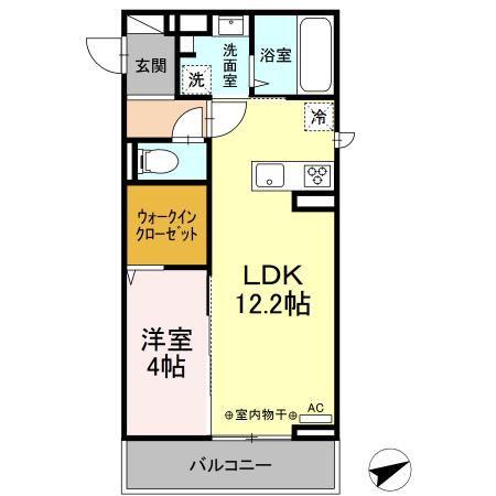 ハイアークF(1LDK/3階)の間取り写真