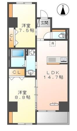 ラ カーサ明倫(2LDK/10階)の間取り写真