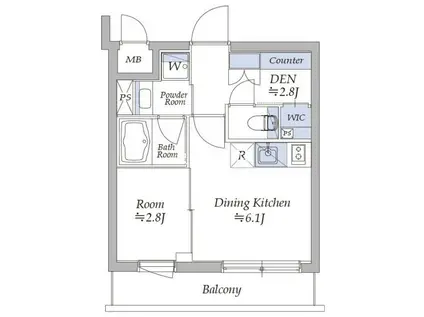 イプセ四谷三丁目(1SDK/2階)の間取り写真