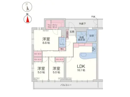 アンブリョン(3LDK/3階)の間取り写真