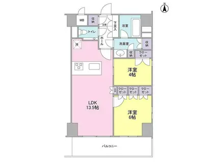 プロスペクト・グラーサ広尾(2LDK/13階)の間取り写真