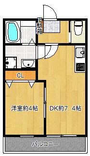 アイリス(1DK/2階)の間取り写真