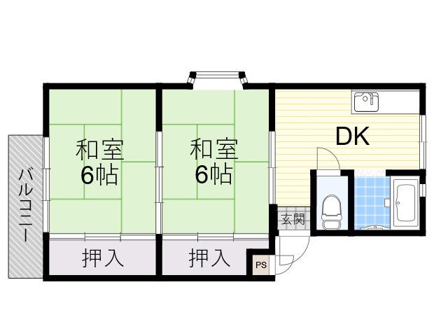木村マンション(2DK/1階)の間取り写真