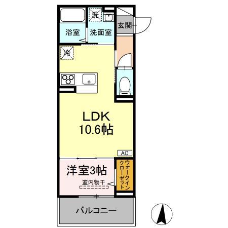 D-ROOM中野(1LDK/3階)の間取り写真