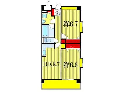 サニーフォレスト藤原参番館(2DK/3階)の間取り写真