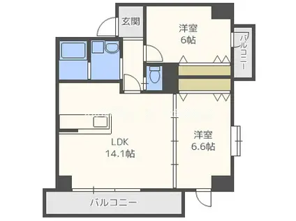 ルリーフ江坂(2LDK/2階)の間取り写真
