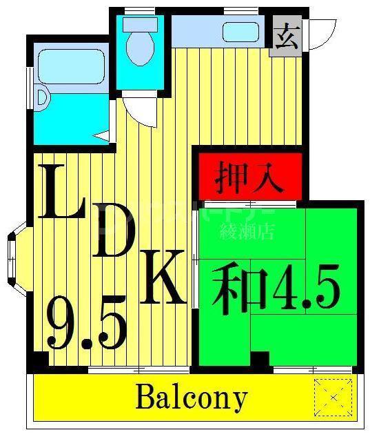 富士見コーポ(1LDK/2階)の間取り写真