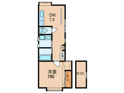 ヴィンテージV(1DK/2階)の間取り写真