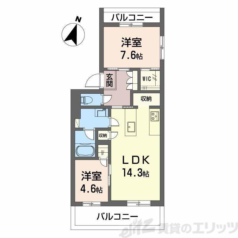 モンセル(2LDK/3階)の間取り写真