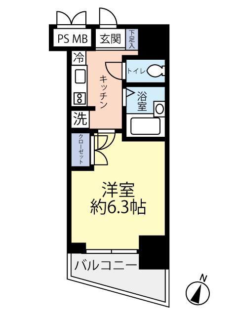 エクシム荏原中延(1K/4階)の間取り写真