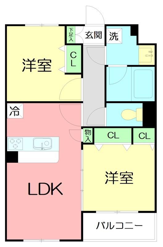 HIGH LANDHONSON(2LDK/4階)の間取り写真