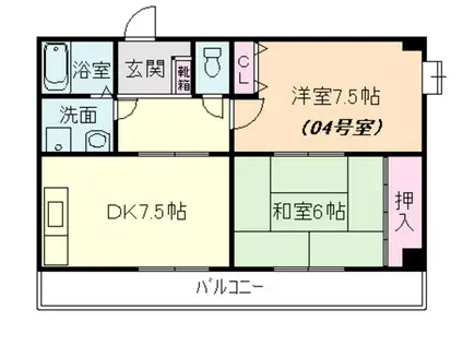 メゾンドT4(2DK/4階)の間取り写真