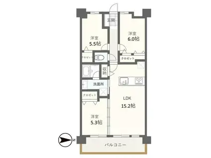 アルファステイツ仙台東照宮(3LDK/10階)の間取り写真
