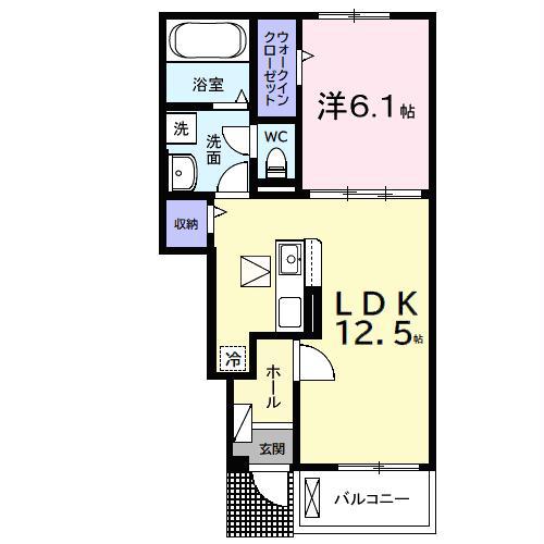 オコナ館山I(1LDK/1階)の間取り写真