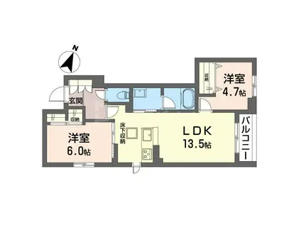 サーフパラダイス登戸(2LDK/1階)の間取り写真