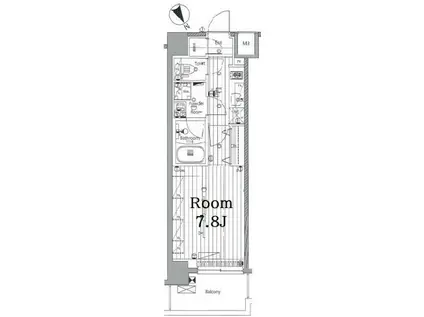 メイクス赤羽岩淵(1K/4階)の間取り写真