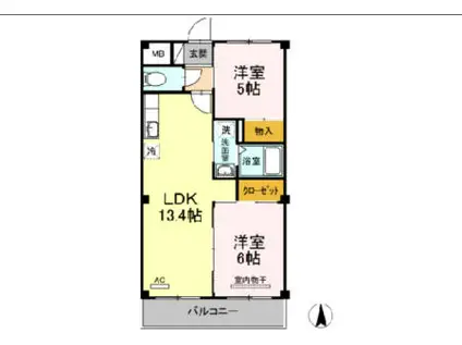 ダイワハウス外山(2LDK/1階)の間取り写真
