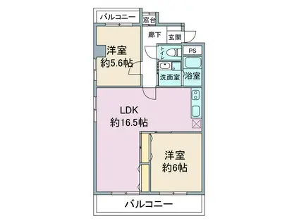 リーブル原(2LDK/2階)の間取り写真