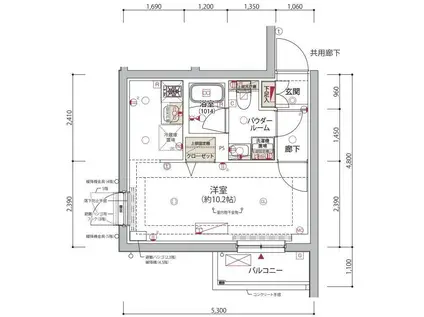 ARCOBALENO HIGASHIMUKOJIMA(ワンルーム/3階)の間取り写真