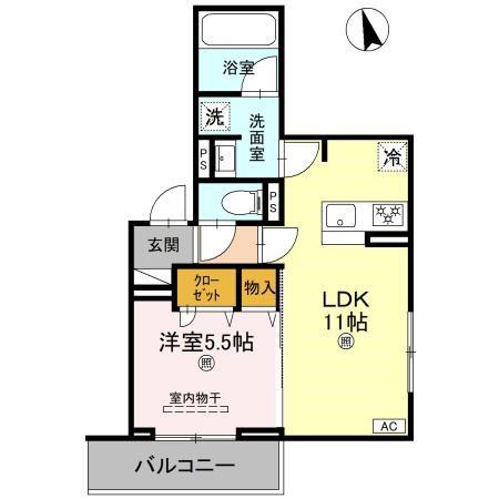 DS阿保(1LDK/3階)の間取り写真