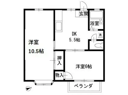メゾン横須賀(2DK/1階)の間取り写真