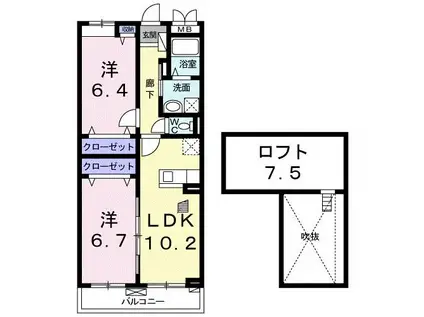 インシャラハイムK(2LDK/3階)の間取り写真