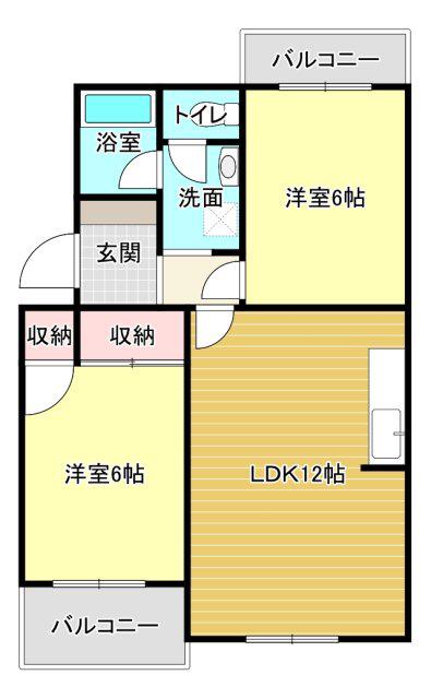サンバードII(2LDK/2階)の間取り写真