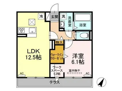ぴりか/ひより ひより(1LDK/1階)の間取り写真