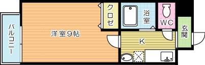 アリエス城野(1K/2階)の間取り写真
