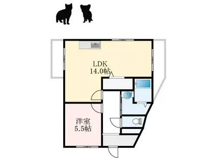 エスポワールイワタII(1LDK/1階)の間取り写真