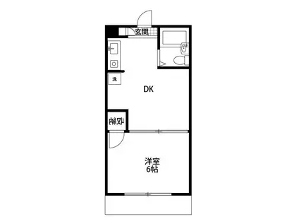 アリエッタイースト(1DK/2階)の間取り写真