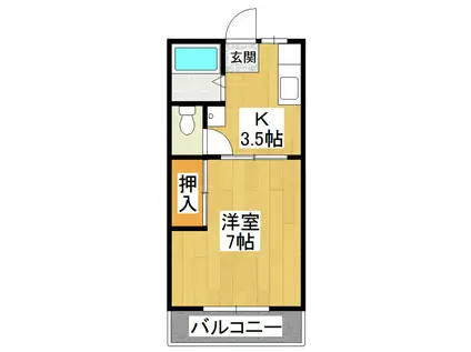 メゾンみなば(1K/3階)の間取り写真