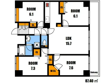 サウスヒルズACITY-1(4LDK/6階)の間取り写真