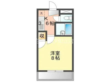 ヴィバリーヒルズ(1K/2階)の間取り写真