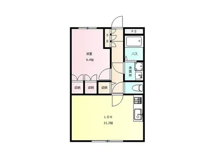 ヴィラ・桃の木(1LDK/1階)の間取り写真