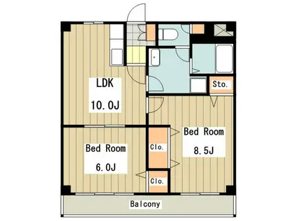 クレール秀光(2LDK/1階)の間取り写真
