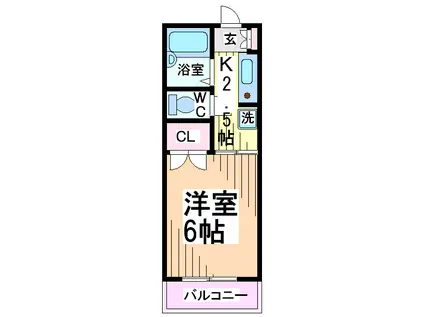 パークサイドフラッツ 当社管理物件(1K/2階)の間取り写真