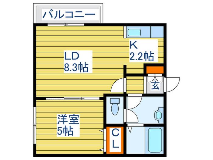 アルネ美園(1LDK/4階)の間取り写真