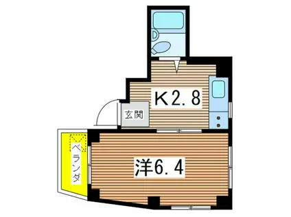 ホワイトキャッスル戸部(1K/2階)の間取り写真