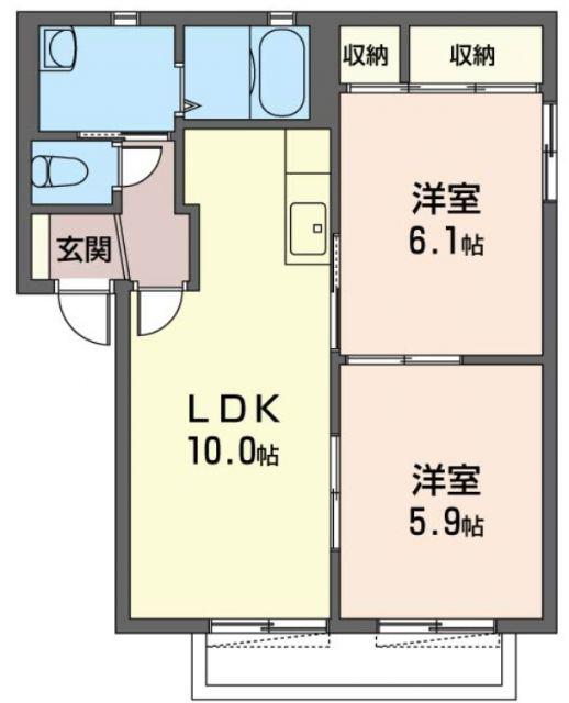 クレールハイツ B(2LDK/1階)の間取り写真